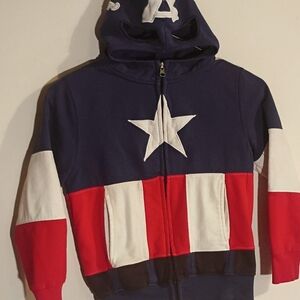 Kid's Youth Marvel Avenger's Captain America Full Zip Hoodie Size Small 5 / 6